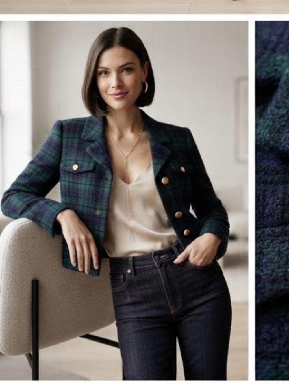 Carlisle navy check double breasted Jacket - Picture 12 of 12